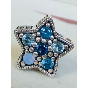 Pandora 925 Sterling Silver Bright Star Blue CZ Bead Charm 796379NSBMX